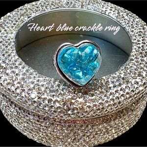 925 Silver Heart Blue Crackle Ring